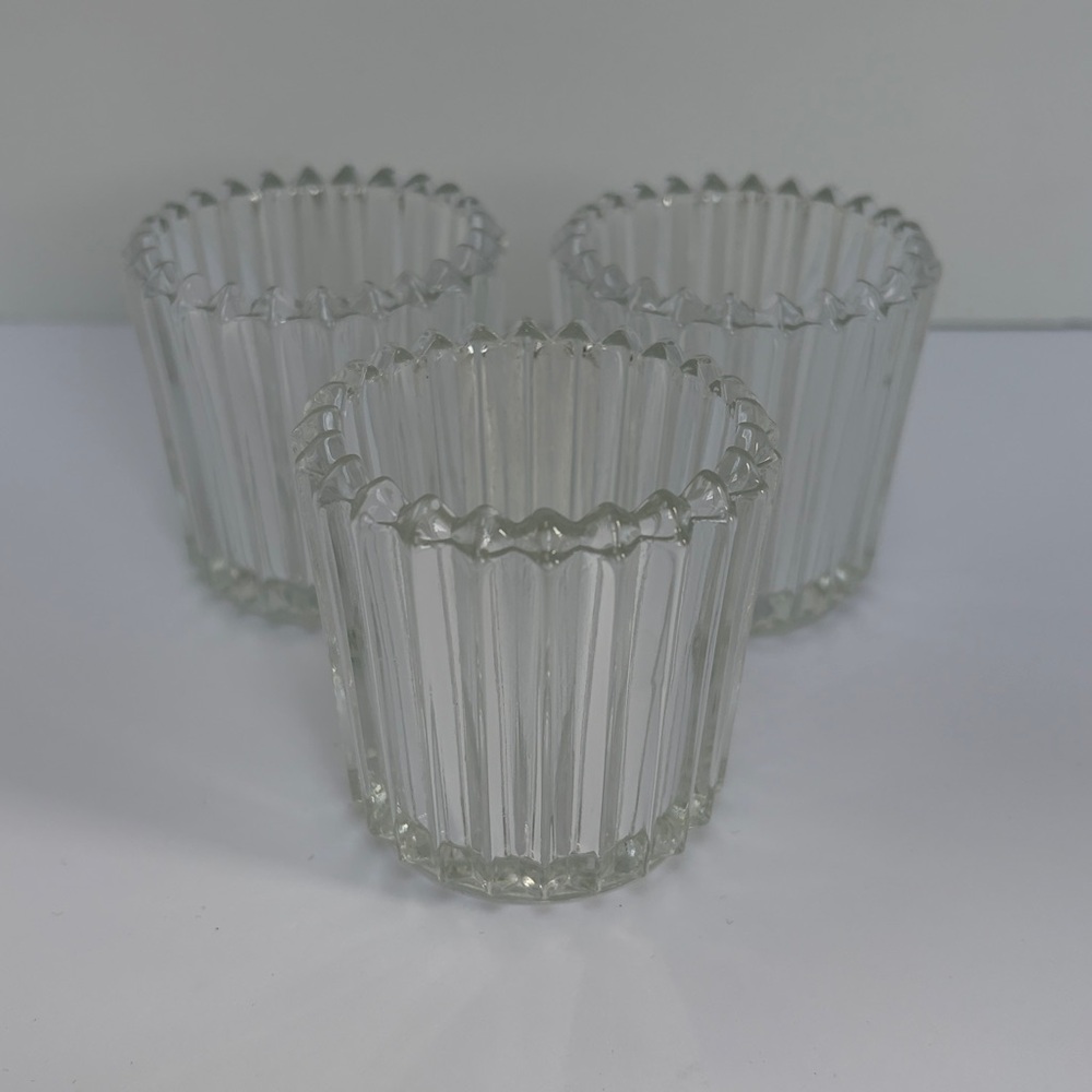 Ribbed Glass Votive Candle Holders